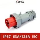 Estándar 63A 125A 380V del IEC industrial trifásico del enchufe y del zócalo de IP67